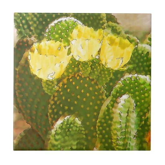 CARREAU FLEURS JAUNES DE CACTUS (Devant)