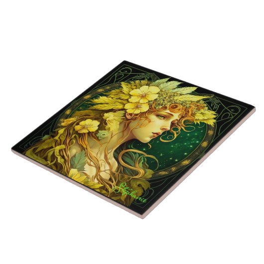 Carreau Fleurs Jaunes Enchantées Forêt Imaginaire Fée (Côté)