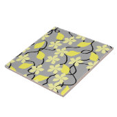 Carreau Fleurs jaunes et grises. Modèle floral (Côté)