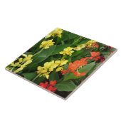 Carreau Fleurs jaunes et rouges (Côté)