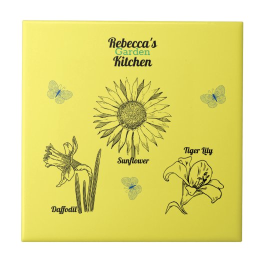 Carreau Fleurs jaunes illustrées (Devant)
