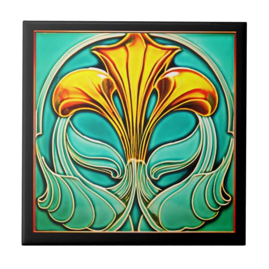 Carreau Fleurs Jaunes Lumineuses Carrelage Art Déco (Devant)