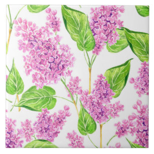 Carreau Fleurs lilas rose aquarelle