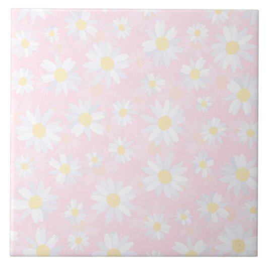 Carreau Fleurs marguerites blanches Florales roses (Devant)