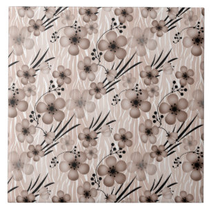 Carreau Fleurs marron beige motif sur le tigre arrière - p