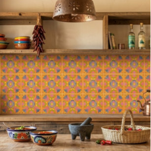 Carreau Fleurs mexicaines orange espagnol