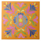Carreau Fleurs mexicaines orange espagnol (Devant)