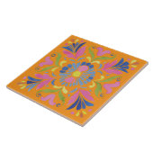 Carreau Fleurs mexicaines orange espagnol (Côté)