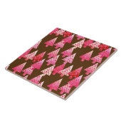 Carreau Fleurs modernes arbres de Noël - corail & brun (Côté)