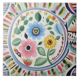 Carreau Fleurs modernes contemporaines florales colorées
