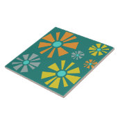 Carreau Fleurs modernes du milieu du siècle Turquoise (Côté)