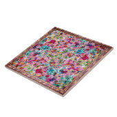 Carreau Fleurs multicolores Carrelage céramique Abstrait (Côté)