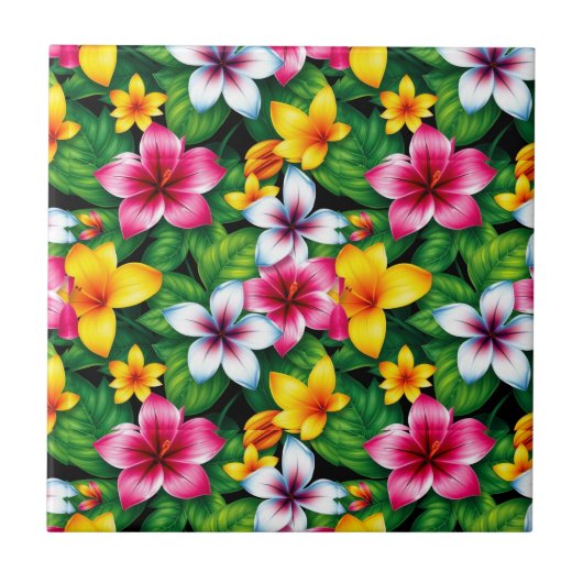 Carreau Fleurs multicolores et Motif Feuille-57577 (Devant)