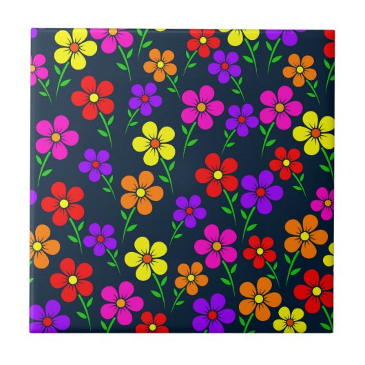 Carreau Fleurs multicolores motif floral (Devant)