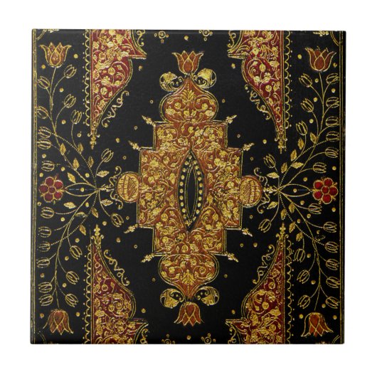 Carreau Fleurs noires et dorées tombées (Devant)