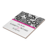 Carreau Fleurs noires et noires rétro "Sauvez la date" Car (Côté)