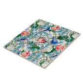 Carreau Fleurs, oiseaux bleus, Art nouveau, été (Côté)