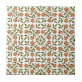 Carreau Fleurs orange, Motif Floral, Verdure, Boho (Devant)