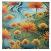 Carreau Fleurs Oranges Vibrantes Au Milieu De Blues Frotta (Devant)