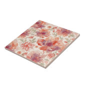 Carreau Fleurs pastel aquarelle orange clair (Côté)