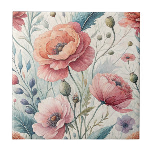 Carreau Fleurs Peintes à la Main - Conception Florale de S