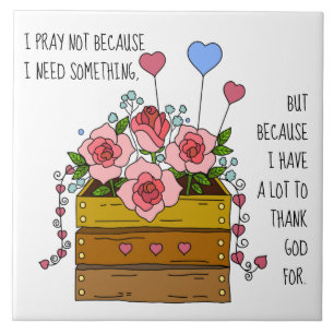 Carreau Fleurs peintes, avec Prière Merci