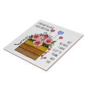 Carreau Fleurs peintes, avec Prière Merci (Côté)