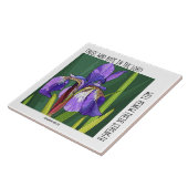 Carreau Fleurs peintes (Iris) avec vers d'Isaïe 40:31 (Côté)