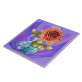 Carreau Fleurs peintes, rose rose en vase (Côté)