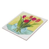 Carreau Fleurs peintes, vase de tulipes (Côté)