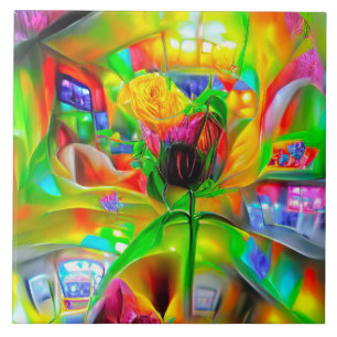 Carreau Fleurs psychédéliques Abstraites