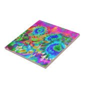 Carreau Fleurs rétro boho bleu violet rose (Côté)