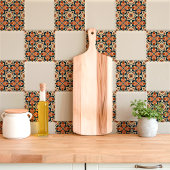Carreau Fleurs Rétro Terracotta et Sarcelle