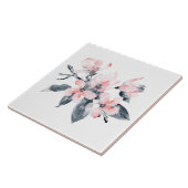 Carreau Fleurs rose et gris Aquarelle classique (Côté)