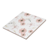 Carreau Fleurs roses aquarelle Art (Côté)