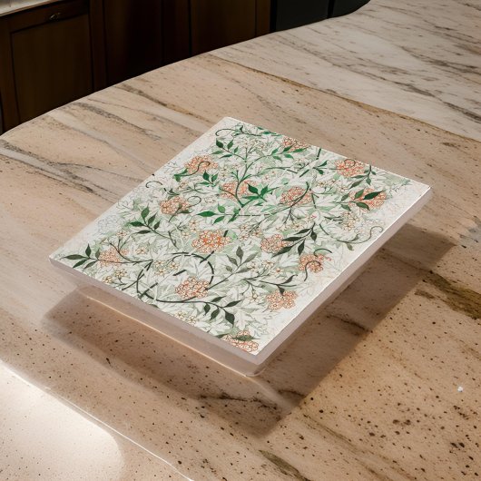 Carreau Fleurs roses Art nouveau Feuilles verts