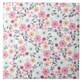 Carreau Fleurs roses Botanique Blanc Design (Devant)