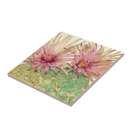 Carreau Fleurs roses de cactus (Côté)