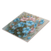 Carreau Fleurs roses et bleues élégantes (Côté)
