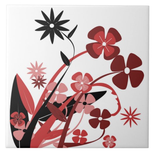 CARREAU FLEURS ROSES ET NOIRES (Devant)