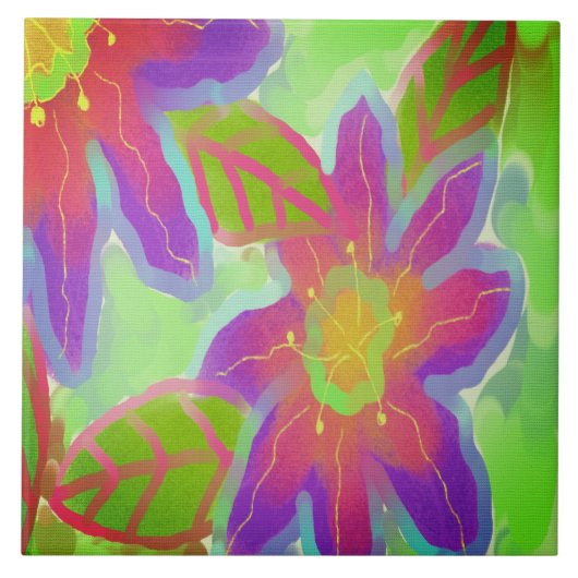 Carreau Fleurs roses funky Art Abstrait (Devant)