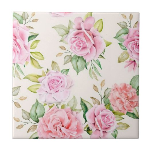 Carreau Fleurs Roses romantiques Motif-23799 (Devant)