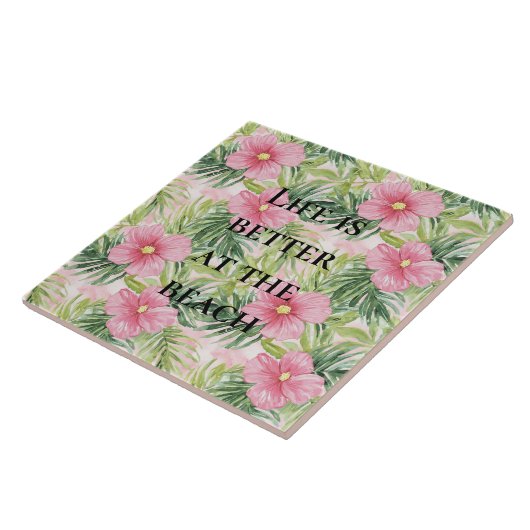 Carreau Fleurs roses tropicales (Côté)