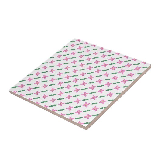 Carreau Fleurs roses Vert Motif Feuille Carrelage Trivet (Côté)