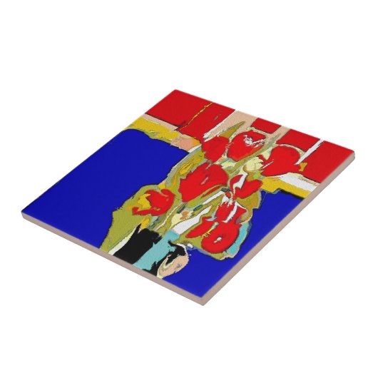 Carreau Fleurs rouges Abstrait Matisse Hawaii (Côté)