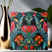 Carreau Fleurs rouges Art Déco Art Nouveau
