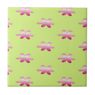 Carreau Fleurs rouges en vert