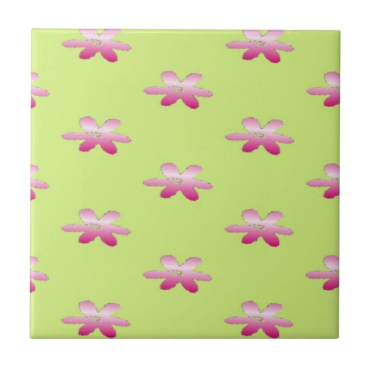 Carreau Fleurs rouges en vert (Devant)