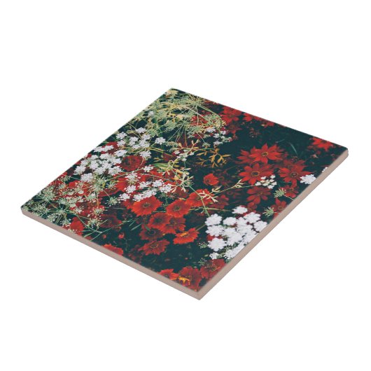 Carreau Fleurs rouges et blanches (Côté)