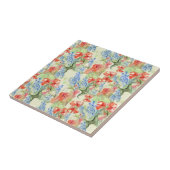 Carreau Fleurs rouges et bleues en style rétro (Côté)